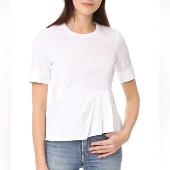Veronica Beard Tops - Veronica Beard Short Sleeve Womens White Poplin Peplum Blouse Top 4